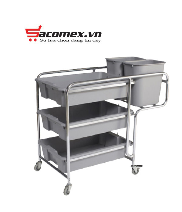 Xe đẩy thu gom bát đĩa và thức ăn HiClean HC168